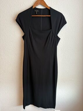 Escada Black Cap-Sleeve Sheath Dress